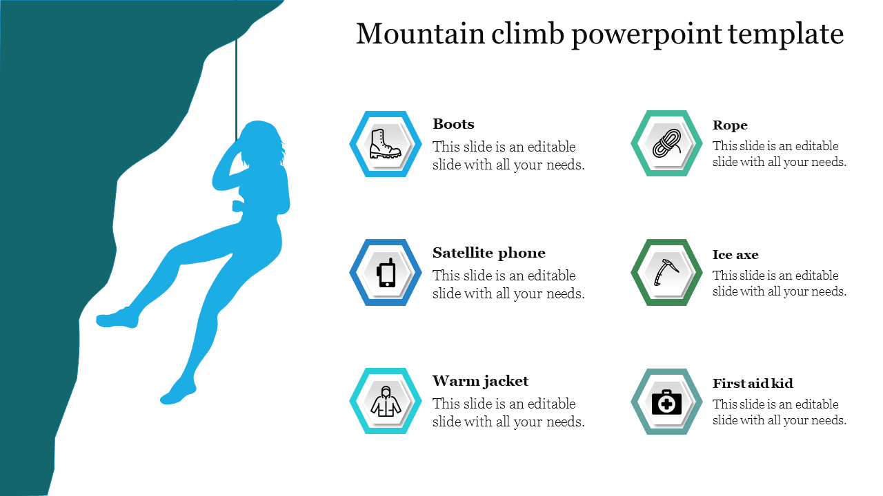 Customized Mountain Climb PowerPoint Template Design